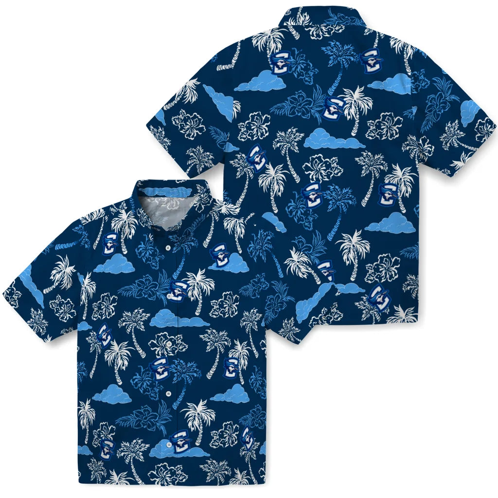 Creighton Bluejays Hawaiian Shirt - Palm And Clouds | Moonbestprint