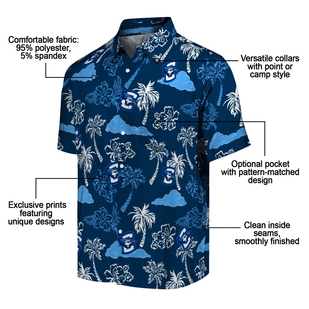 Creighton Bluejays Hawaiian Shirt - Palm And Clouds | Moonbestprint