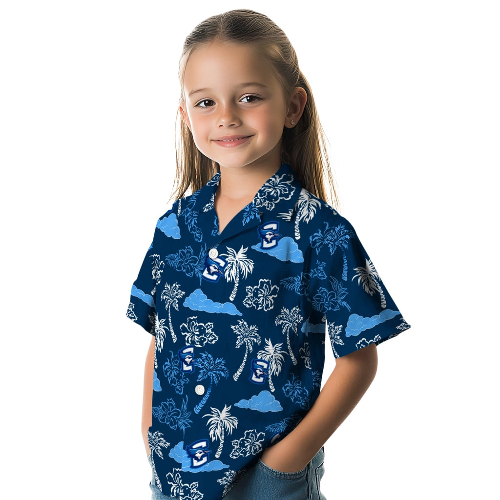 Creighton Bluejays Hawaiian Shirt - Palm And Clouds | Moonbestprint