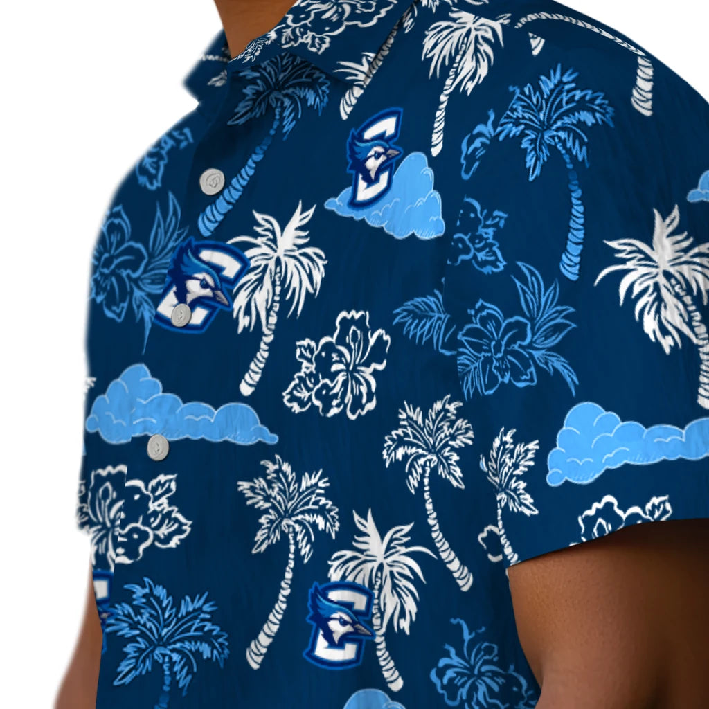 Creighton Bluejays Hawaiian Shirt - Palm And Clouds | Moonbestprint