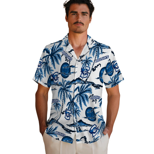 Creighton Bluejays Hawaiian Shirt - Palm Sunset | Moonbestprint