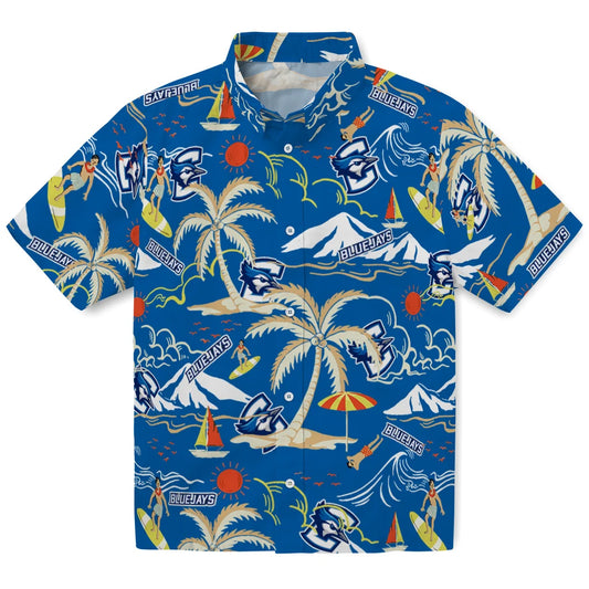 Creighton Bluejays Hawaiian Shirt - Palm Tree Island | Moonbestprint