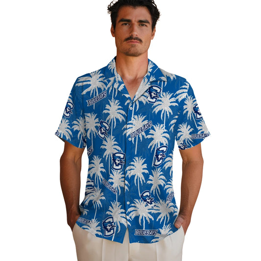 Creighton Bluejays Hawaiian Shirt - Palm Tree Motif | Moonbestprint