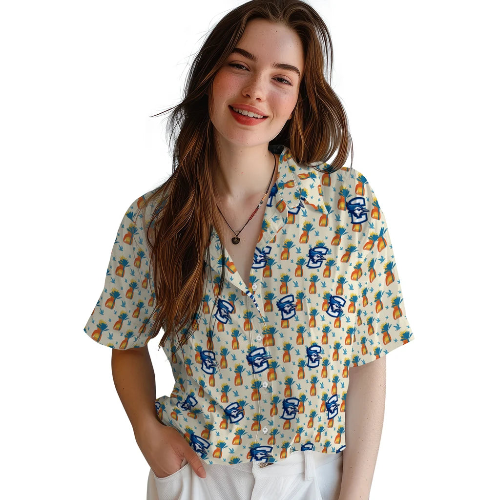 Creighton Bluejays Hawaiian Shirt - Pineapple Delight | Moonbestprint