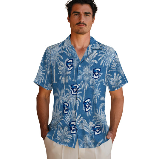 Creighton Bluejays Hawaiian Shirt - Vintage Palm Tree | Moonbestprint
