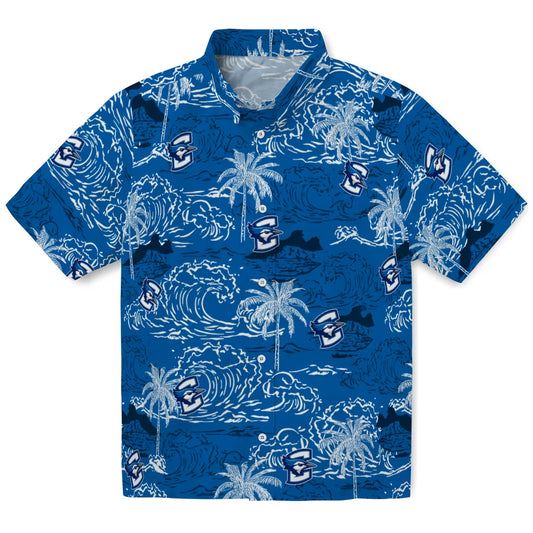 Creighton Bluejays Hawaiian Shirt - Wave Palm | Moonbestprint