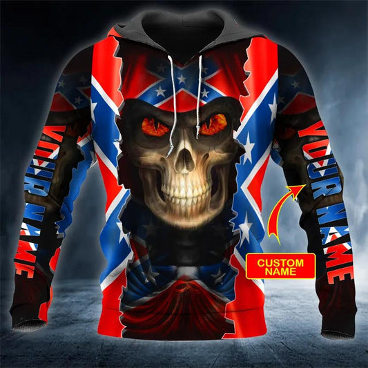 CSA Flag Glowing Eyes Skull Custom 3D All Over Print Hoodie -Moonbestprint
