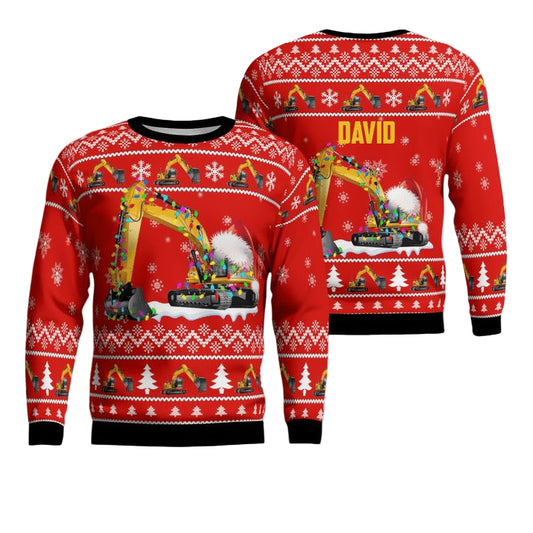 Custom Name Excavator Christmas Sweater 3D ? UF11 ? Usalast