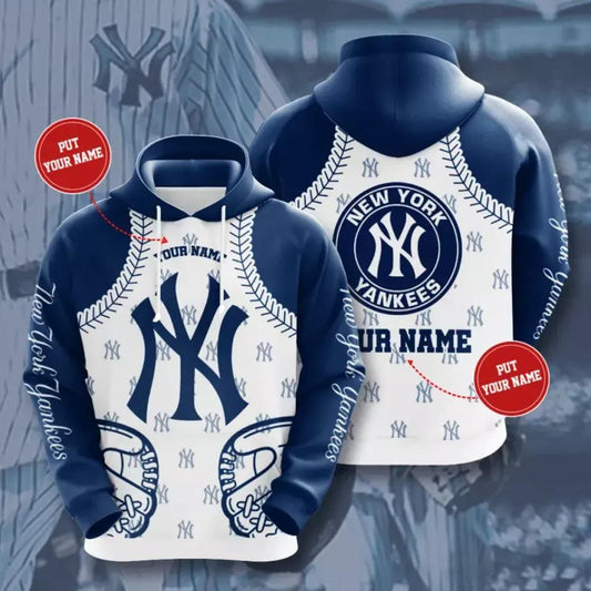 Custom Name New York Team Yankees 3D MLB All Over Print Hoodie -Moonbestprint