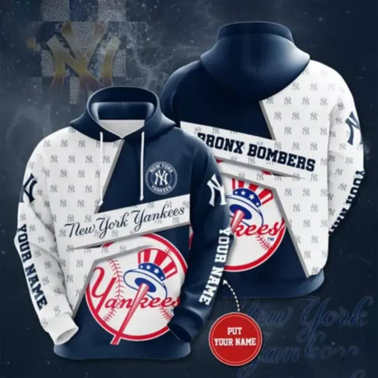Custom Name New York Team Yankees Big Logo 3D MLB All Over Print Hoodie -Moonbestprint