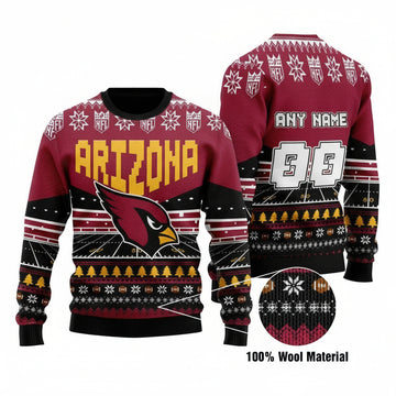 Custom Name Number Nfl Arizona Cardinals Rugby Stadium Ugly Christmas Sweater ? Usalast