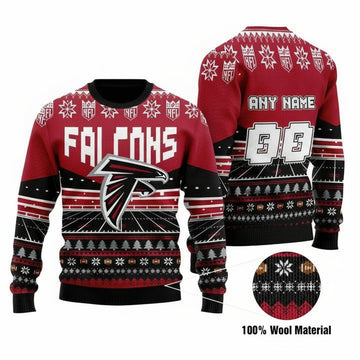 Custom Name Number Nfl Atlanta Falcons Rugby Stadium Ugly Christmas Sweater ? Usalast