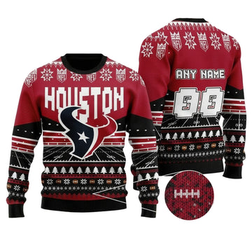 Custom Name Number Nfl Houston Texans Rugby Stadium Ugly Christmas Sweater ? Usalast