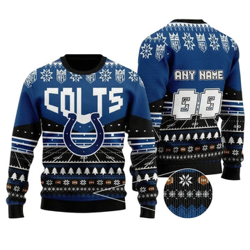 Custom Name Number Nfl Indianapolis Colts Rugby Stadium Ugly Christmas Sweater ? Usalast