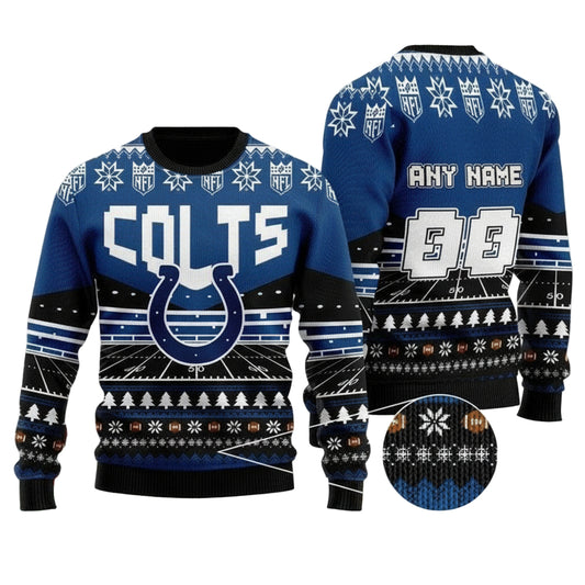 Custom Name Number Nfl Indianapolis Colts Rugby Stadium Ugly Christmas Sweater ? Usalast