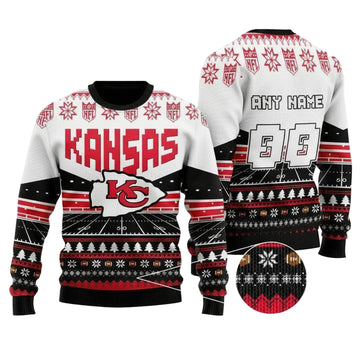 Custom Name Number Nfl Kansas City Chiefs Rugby Stadium Ugly Christmas Sweater ? Usalast