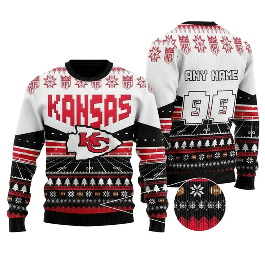 Custom Name Number Nfl Kansas City Chiefs Rugby Stadium Ugly Christmas Sweater ? Usalast