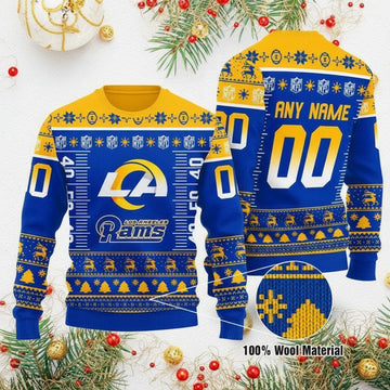 Custom Name Number Nfl Logo Los Angeles Rams Ugly Christmas Sweater ? Usalast