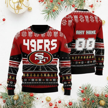 Custom Name Number Nfl San Francisco 49Ers Rugby Stadium Ugly Christmas Sweater ? Usalast