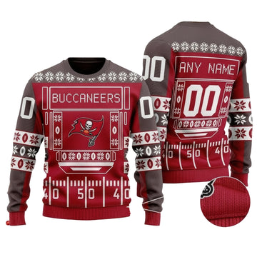Custom Name Number Nfl Tampa Bay Buccaneers Playing Field Ugly Christmas Sweater ? Usalast