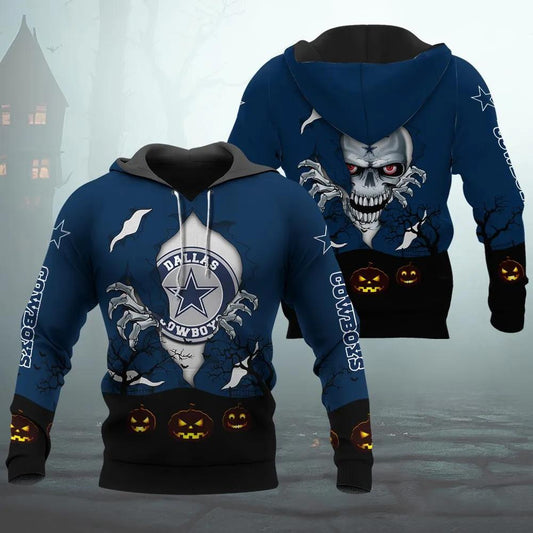 Dallas Cowboys Halloween 3D NFL All Over Print Hoodie -Moonbestprint