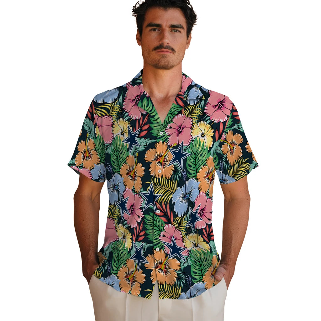 Dallas Cowboys Hawaiian Shirt - Brilliant Hibiscus Garden | Moonbestprint