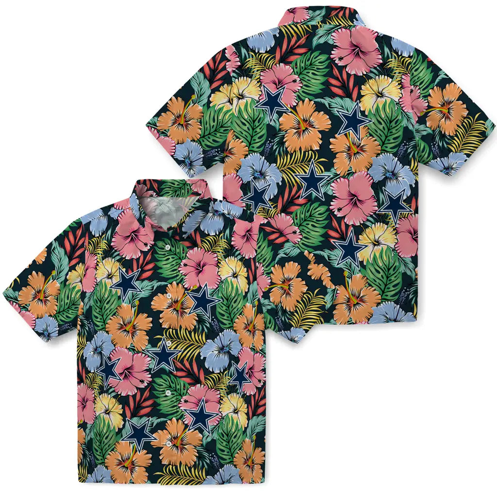 Dallas Cowboys Hawaiian Shirt - Brilliant Hibiscus Garden | Moonbestprint