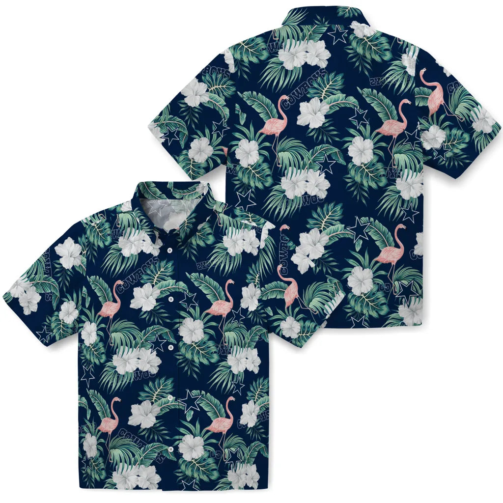 Dallas Cowboys Hawaiian Shirt - Flamingo and Hibiscus | Moonbestprint