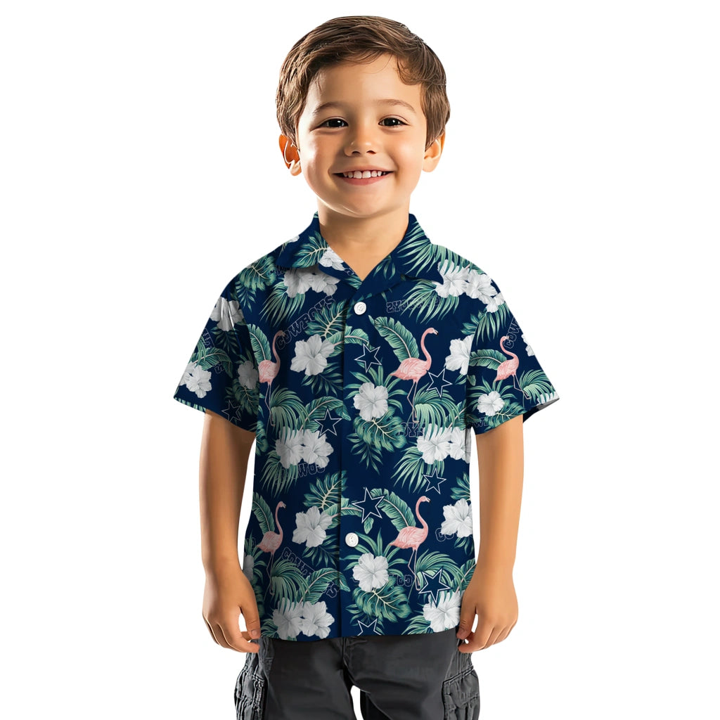 Dallas Cowboys Hawaiian Shirt - Flamingo and Hibiscus | Moonbestprint