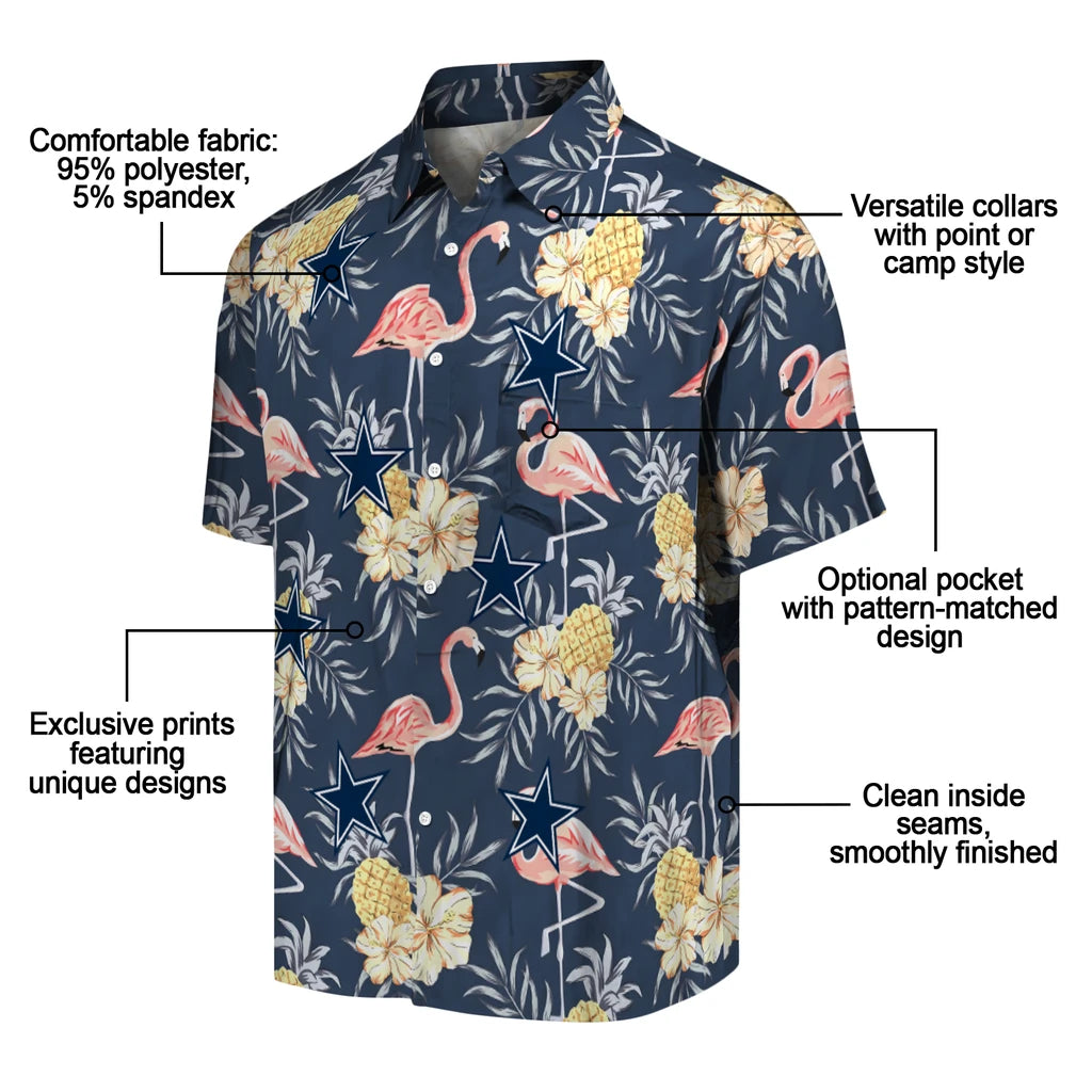 Dallas Cowboys Hawaiian Shirt - Flamingo Hibiscus | Moonbestprint