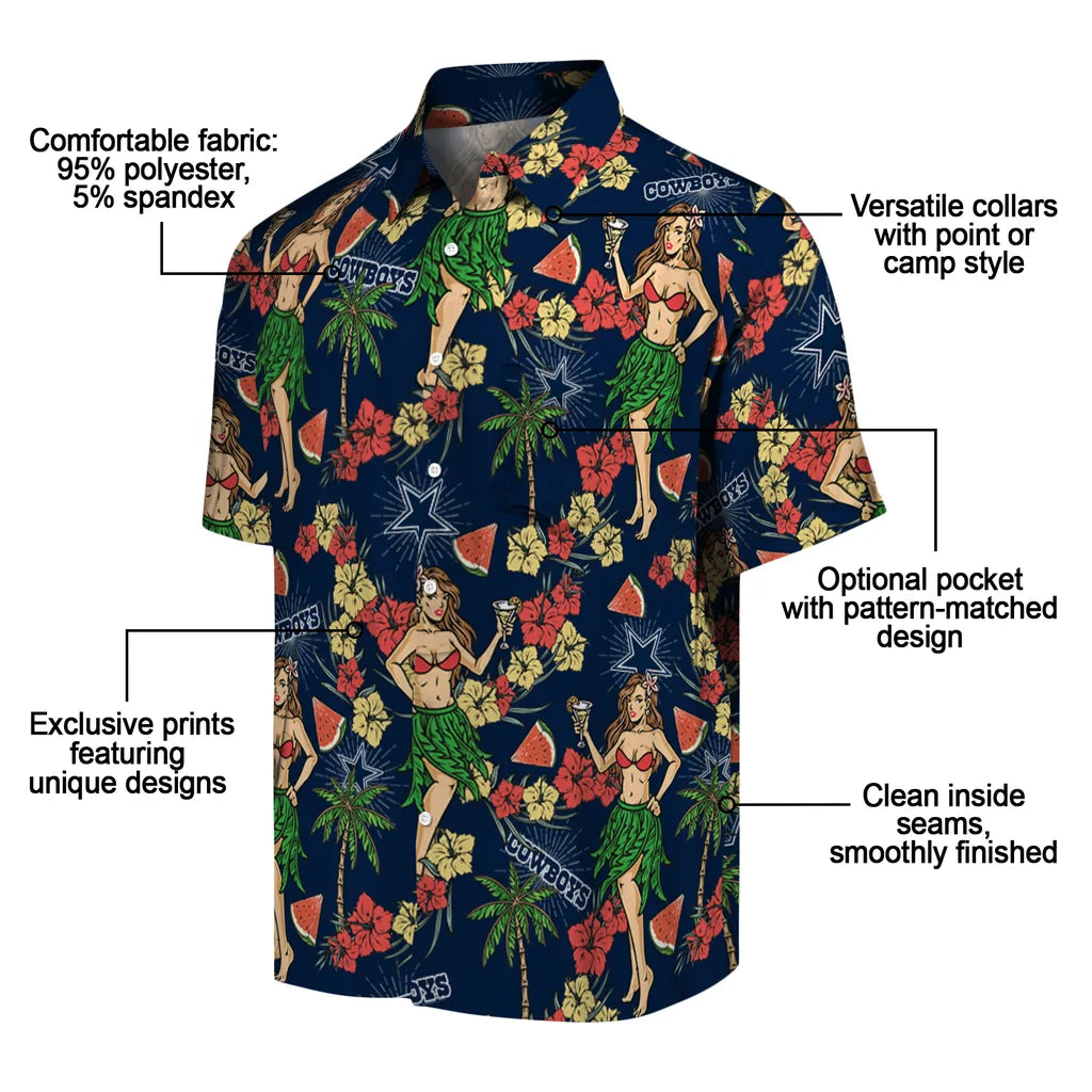 Dallas Cowboys Hawaiian Shirt - Hawaiian Girls Design | Moonbestprint