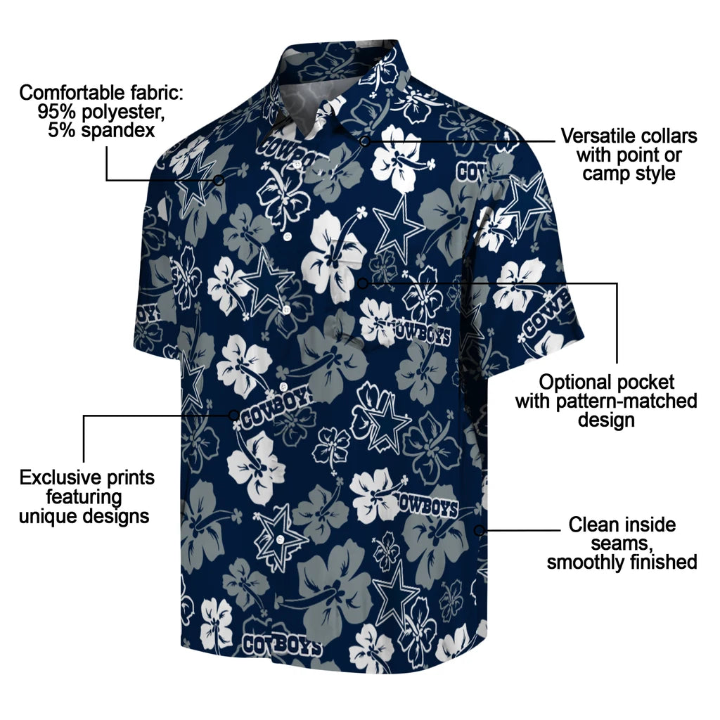 Dallas Cowboys Hawaiian Shirt - Hibiscus Flower Design | Moonbestprint