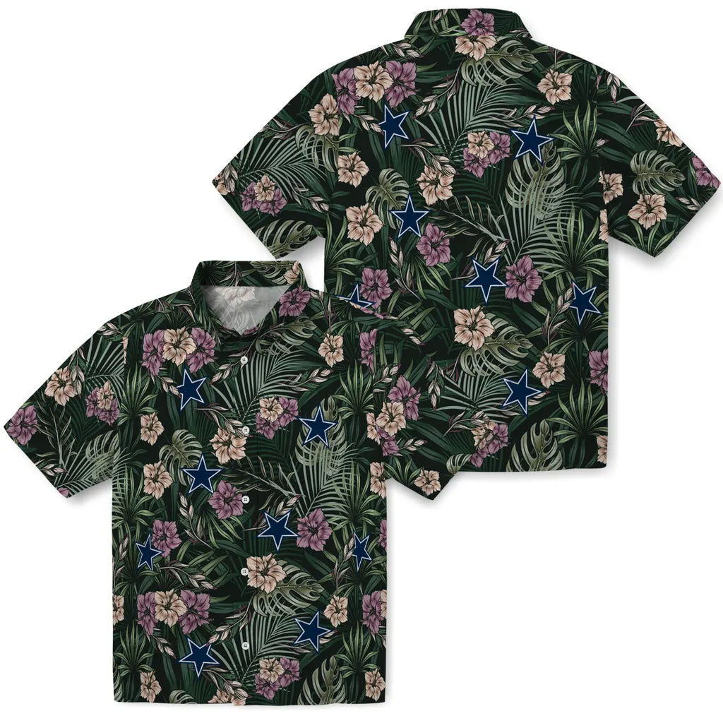 Dallas Cowboys Hawaiian Shirt - Hibiscus Leaves Pattern | Moonbestprint