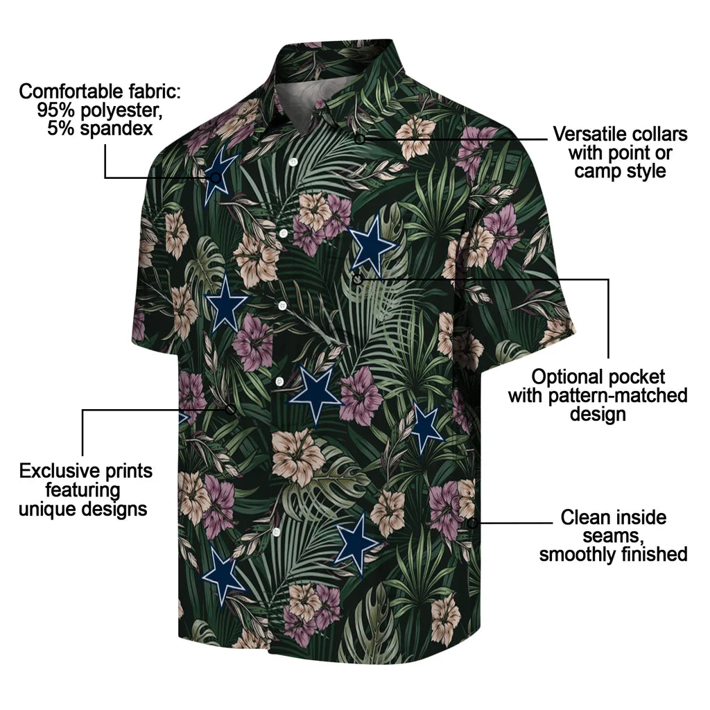 Dallas Cowboys Hawaiian Shirt - Hibiscus Leaves Pattern | Moonbestprint
