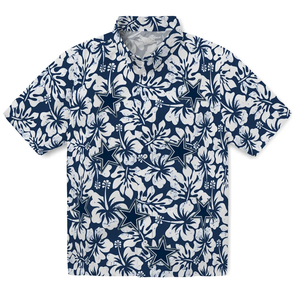 Dallas Cowboys Hawaiian Shirt - Hibiscus Motif | Moonbestprint