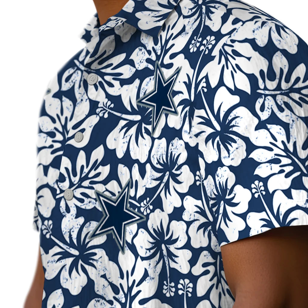 Dallas Cowboys Hawaiian Shirt - Hibiscus Motif | Moonbestprint