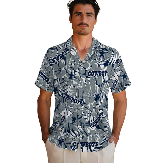 Dallas Cowboys Hawaiian Shirt - Hibiscus Overlay | Moonbestprint