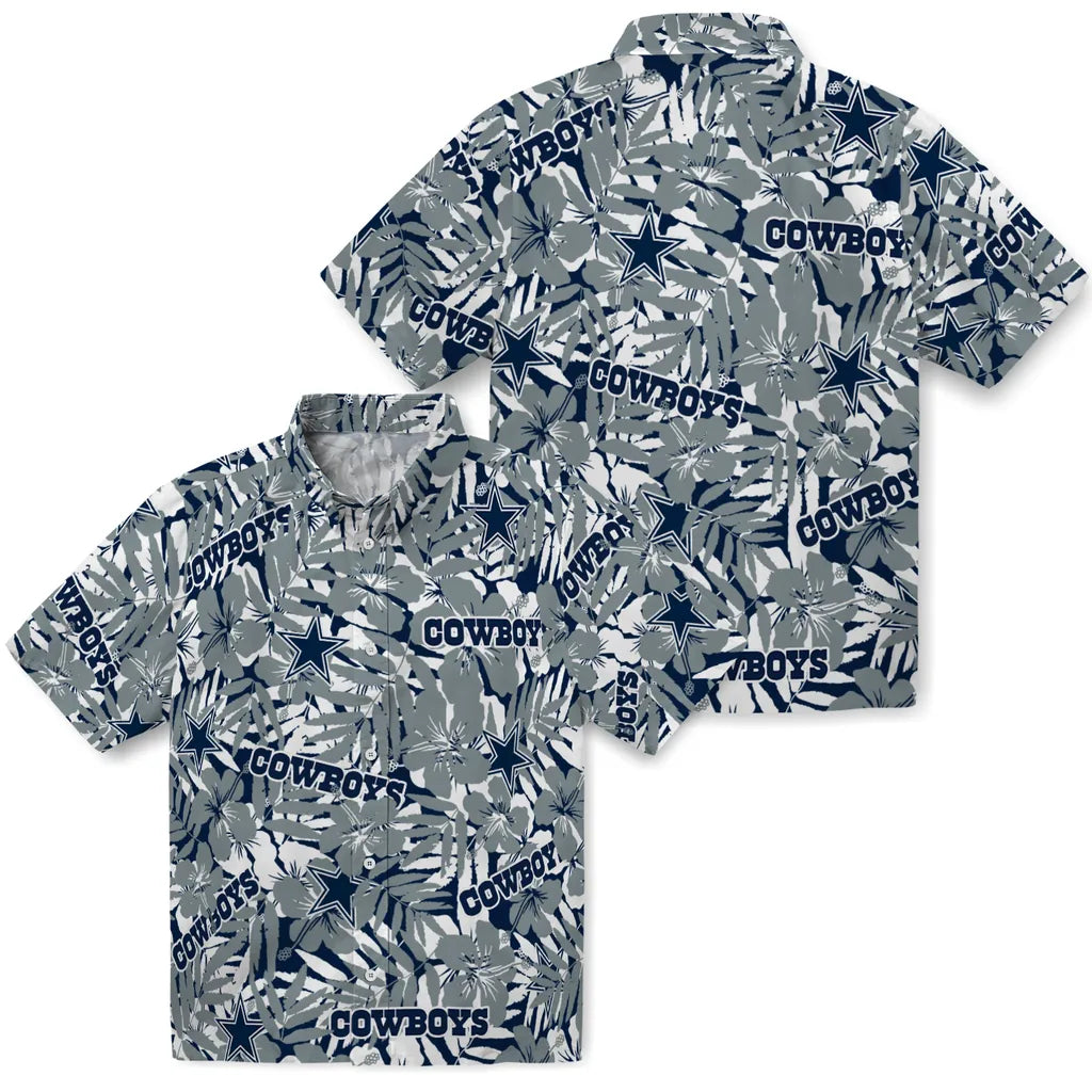 Dallas Cowboys Hawaiian Shirt - Hibiscus Overlay | Moonbestprint