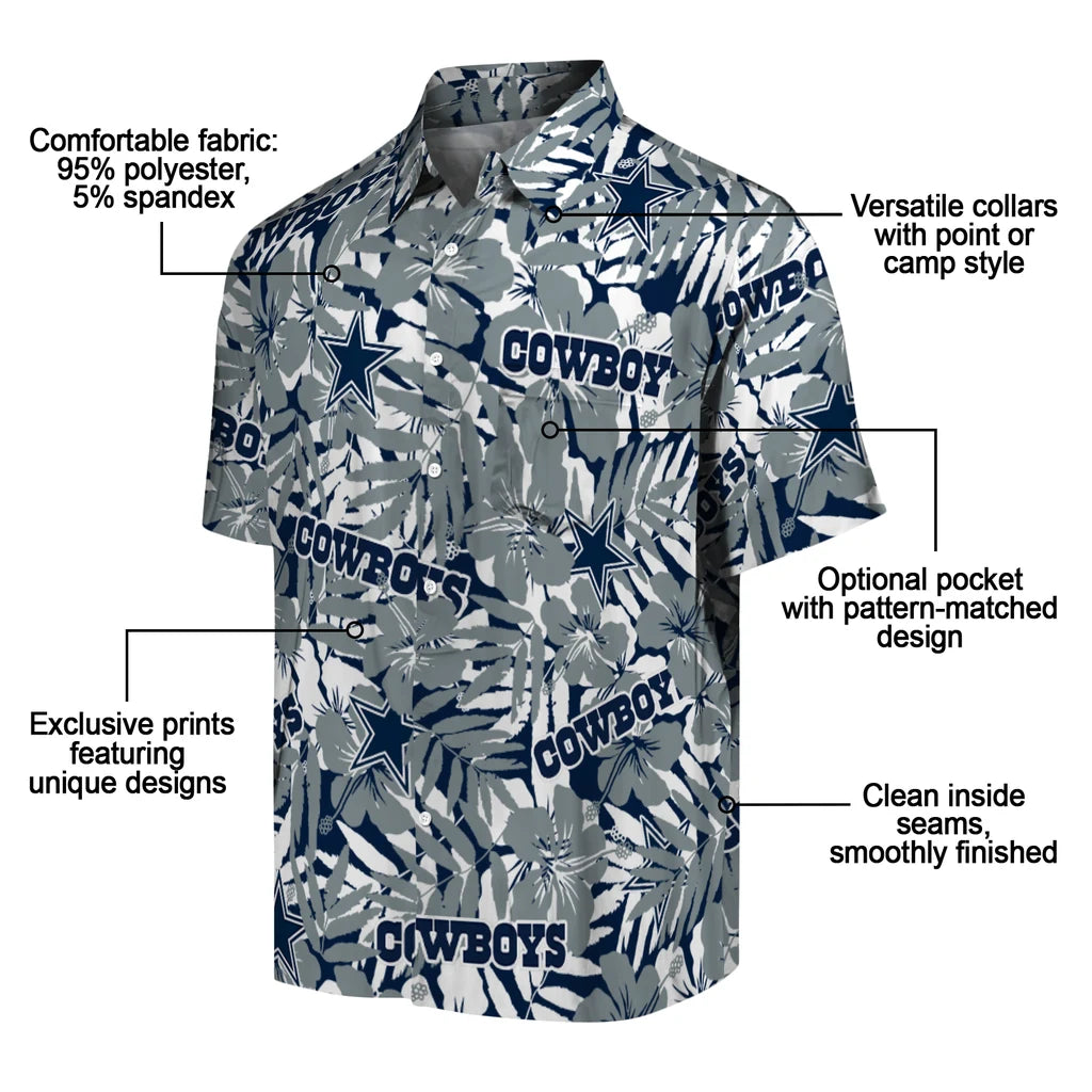 Dallas Cowboys Hawaiian Shirt - Hibiscus Overlay | Moonbestprint