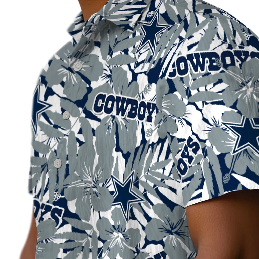 Dallas Cowboys Hawaiian Shirt - Hibiscus Overlay | Moonbestprint