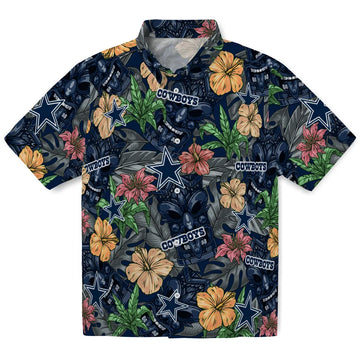 Dallas Cowboys Hawaiian Shirt - Hibiscus Tiki Jungle | Moonbestprint