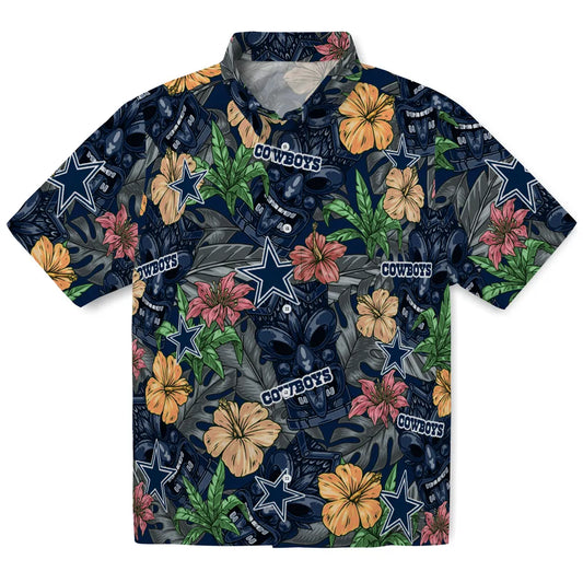 Dallas Cowboys Hawaiian Shirt - Hibiscus Tiki Jungle | Moonbestprint