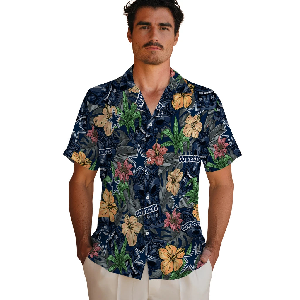 Dallas Cowboys Hawaiian Shirt - Hibiscus Tiki Jungle | Moonbestprint