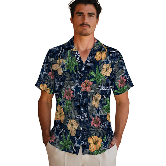 Dallas Cowboys Hawaiian Shirt - Hibiscus Tiki Jungle | Moonbestprint