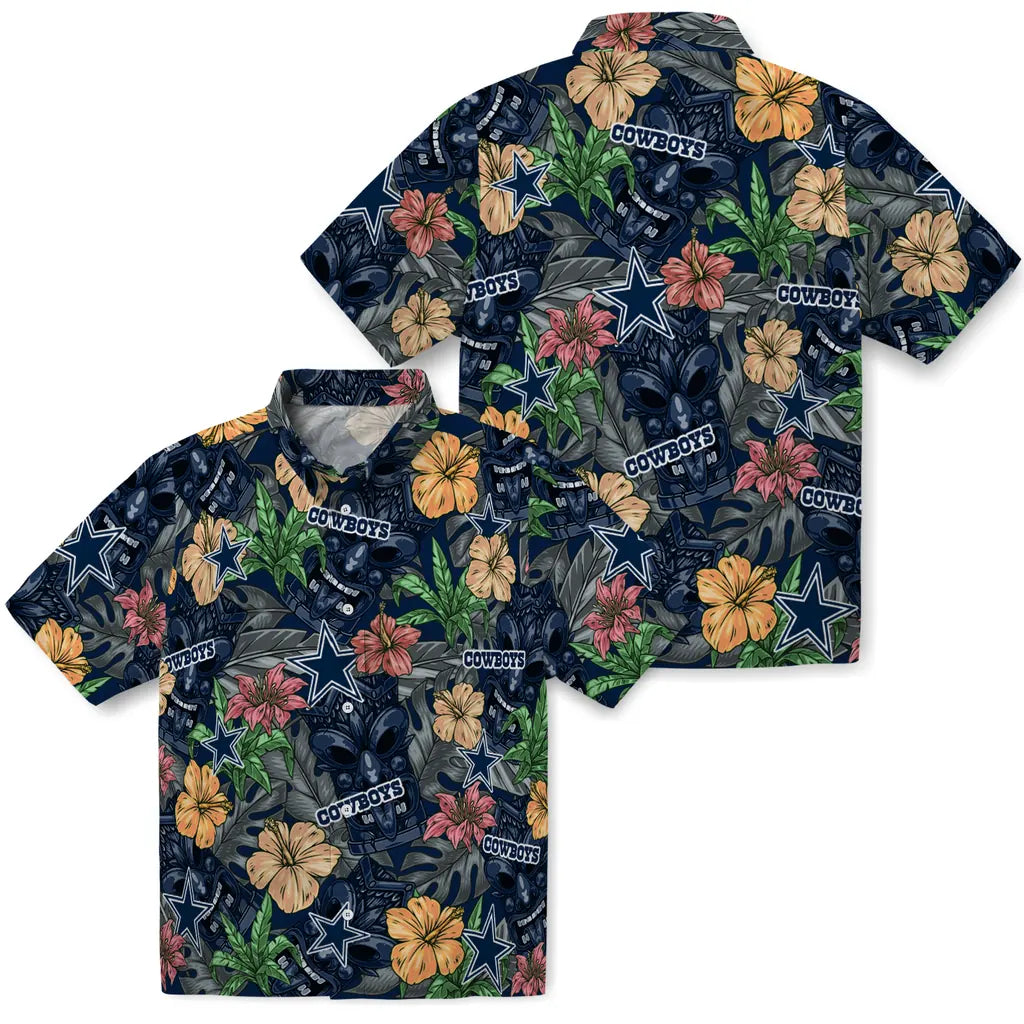 Dallas Cowboys Hawaiian Shirt - Hibiscus Tiki Jungle | Moonbestprint