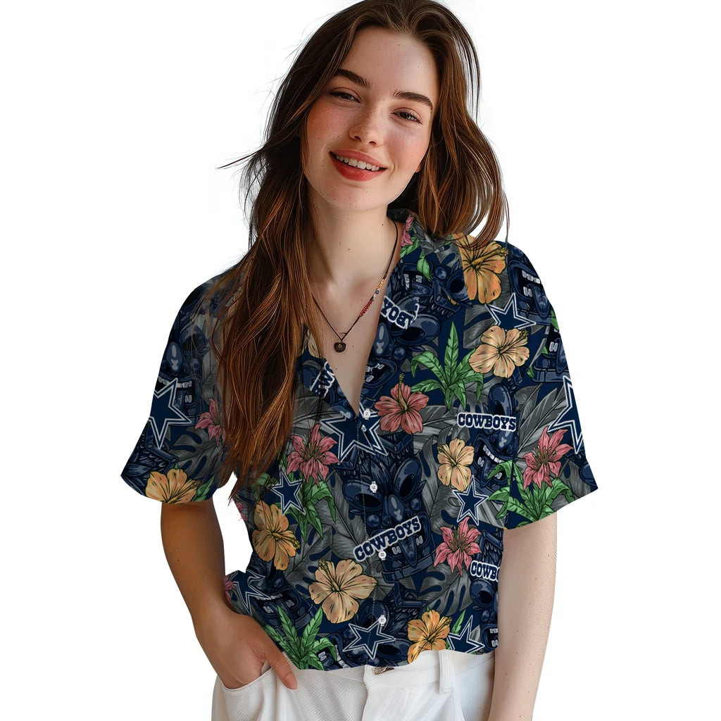 Dallas Cowboys Hawaiian Shirt - Hibiscus Tiki Jungle | Moonbestprint