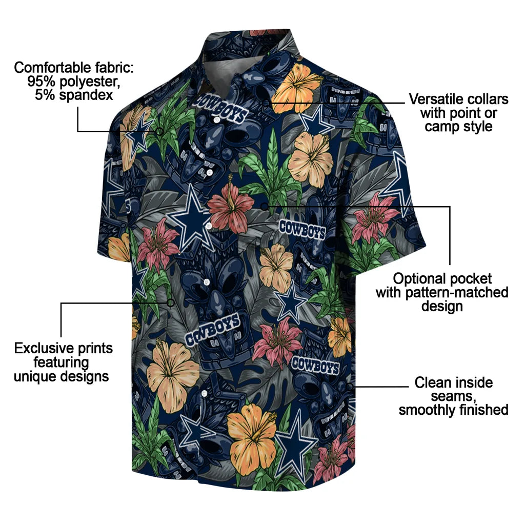 Dallas Cowboys Hawaiian Shirt - Hibiscus Tiki Jungle | Moonbestprint