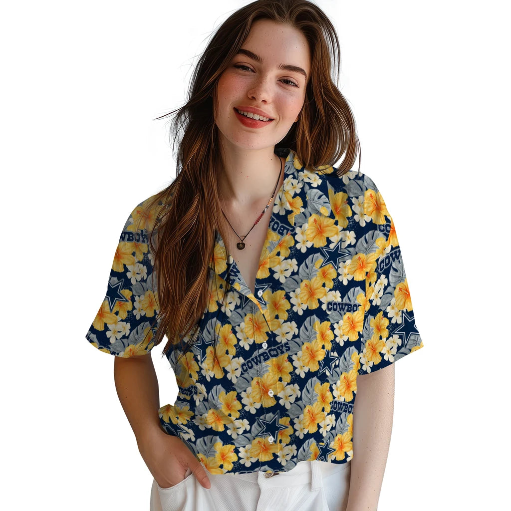 Dallas Cowboys Hawaiian Shirt - Hibiscus Tropics | Moonbestprint