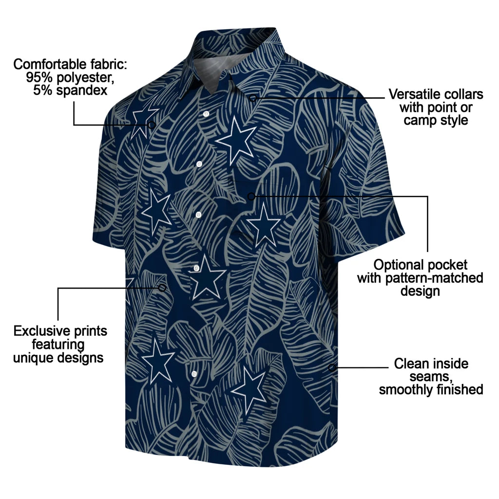 Dallas Cowboys Hawaiian Shirt - Leaf Outline | Moonbestprint