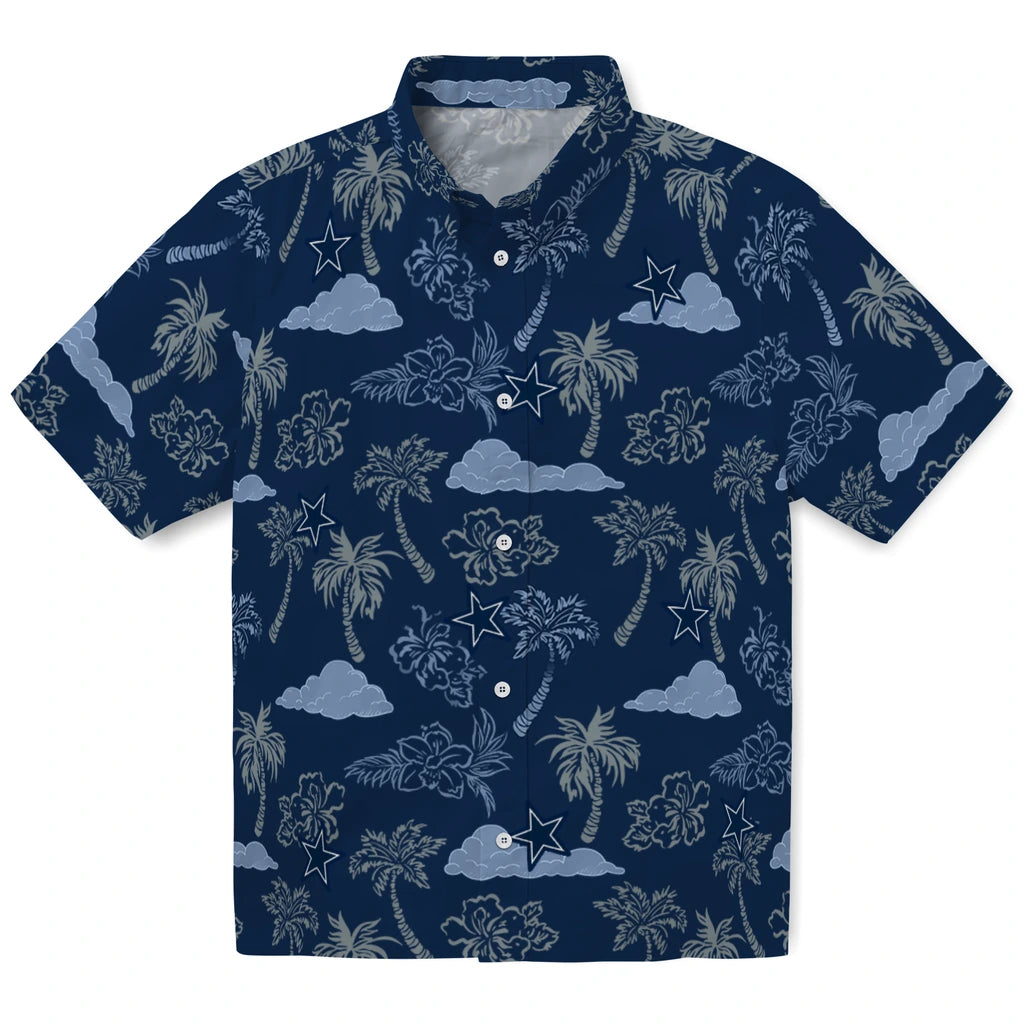 Dallas Cowboys Hawaiian Shirt - Palm And Clouds | Moonbestprint